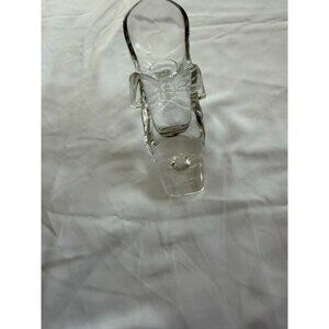 Vintage Fenton Glass Slipper With Embossed Bow & Daisy Design Clear Crystal Deco